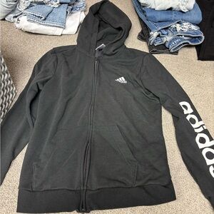 Adidas Black Full-Zip Hoodie with Logo